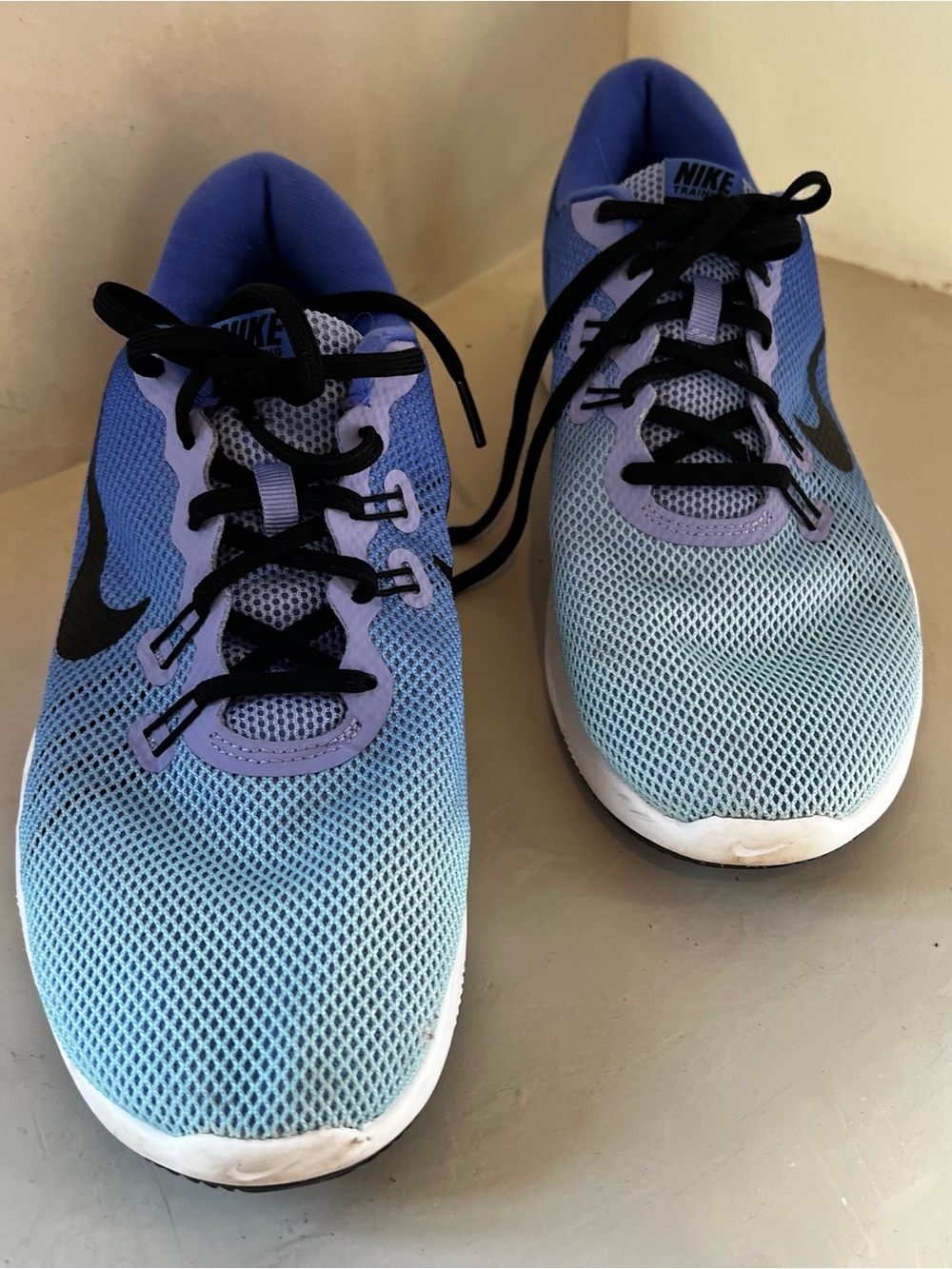 Nike Light Blue Mesh Lace-Up Sneakers with Black Swoosh